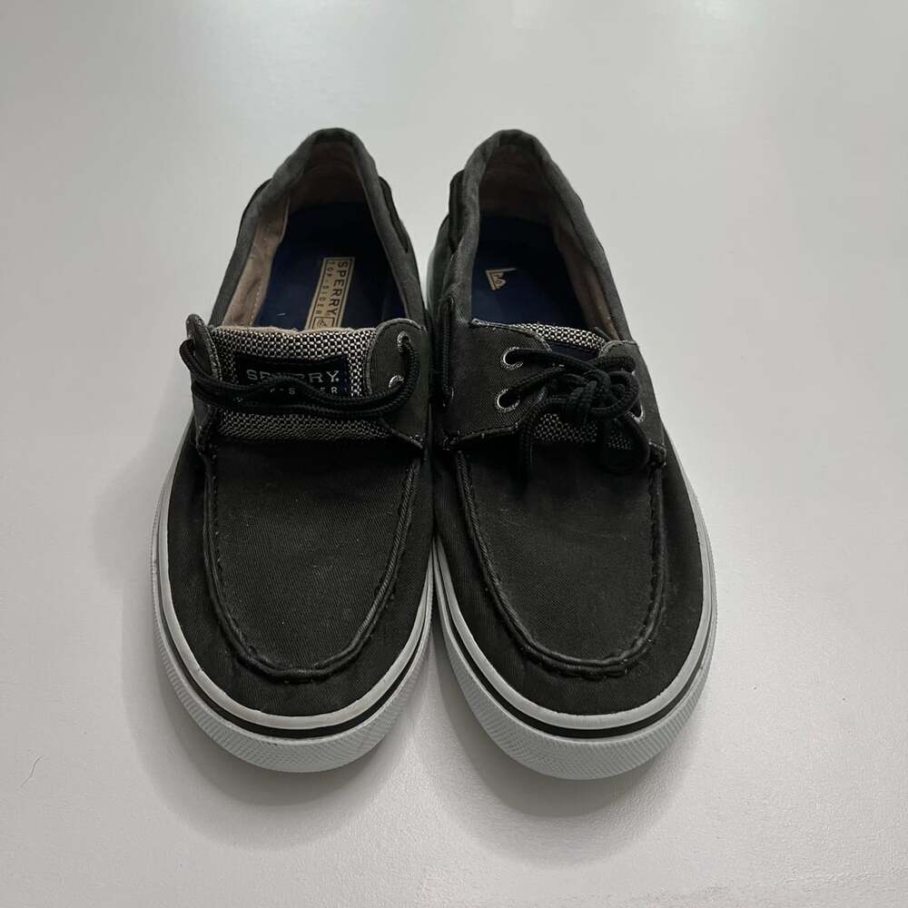 Sperry Halyard 2-Eye Size 8.5 M Black Canvas Boat Shoes